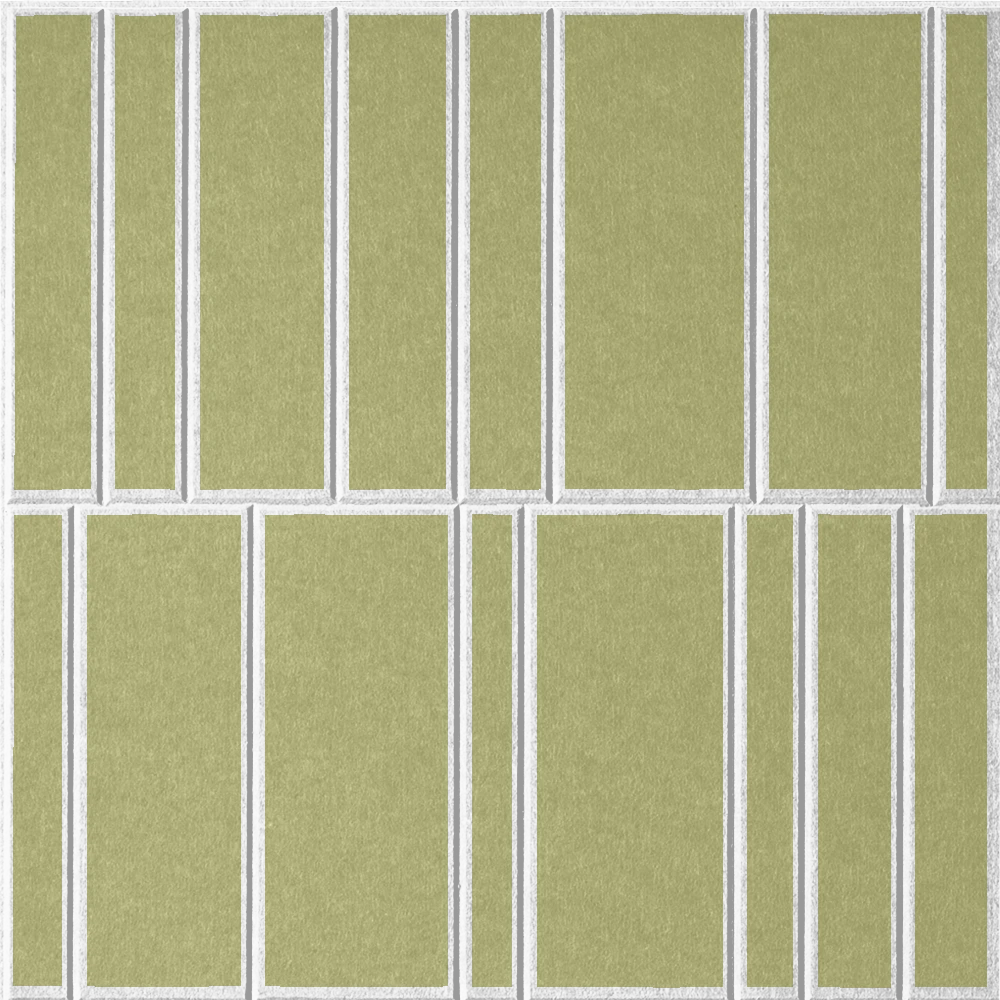 Aloe 18mm Layered Engraved Offset felt sample with white staggered vertical grooves