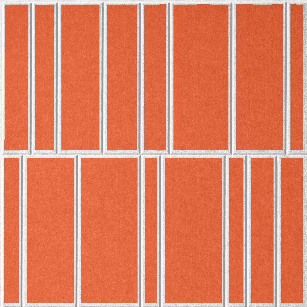 Aries 18mm Layered Engraved Offset felt sample with white staggered vertical grooves