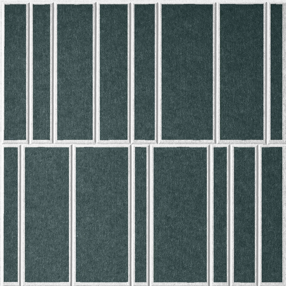Atlantic 18mm Layered Engraved Offset felt sample with white staggered vertical grooves