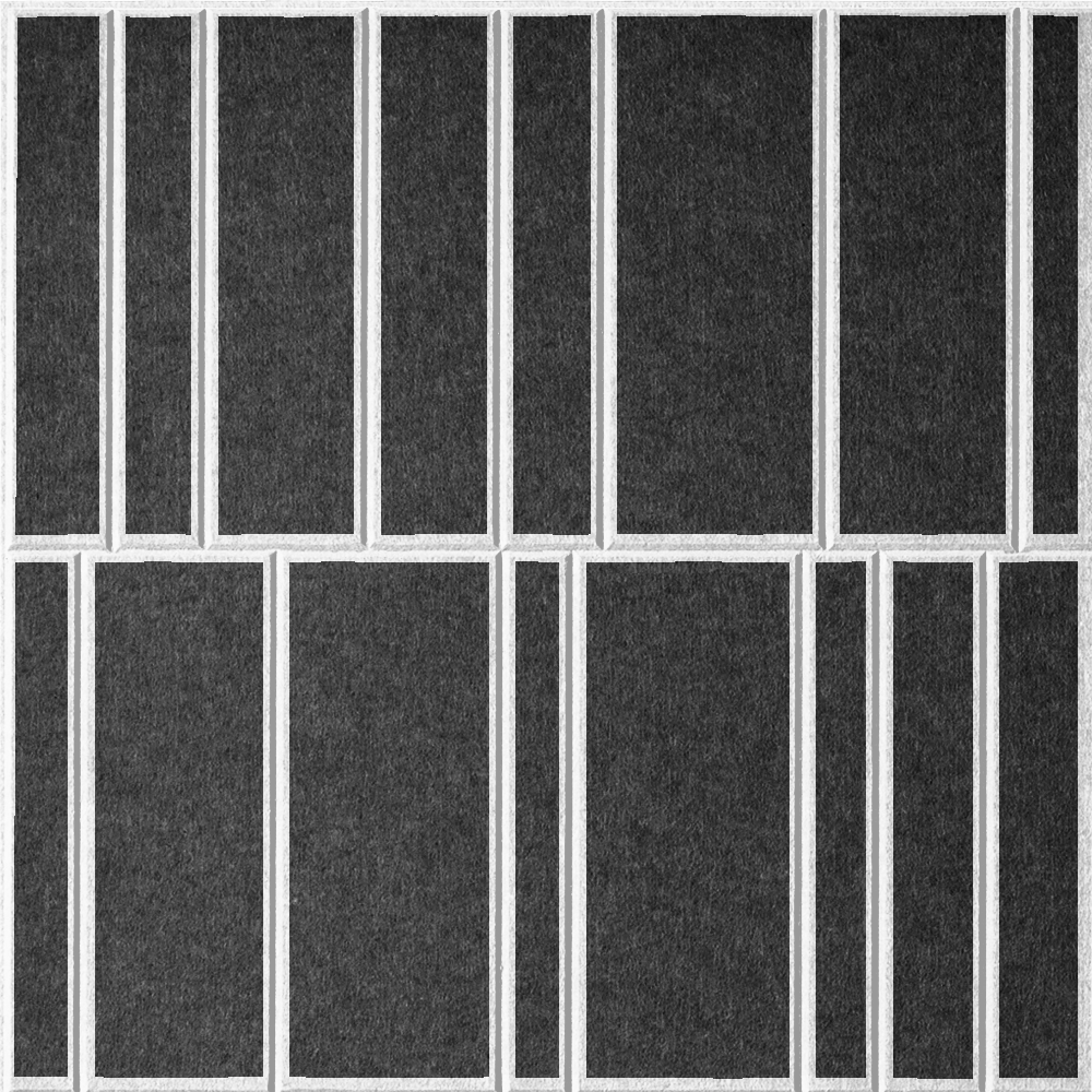 Cast 18mm Layered Engraved Offset felt sample with white staggered vertical grooves