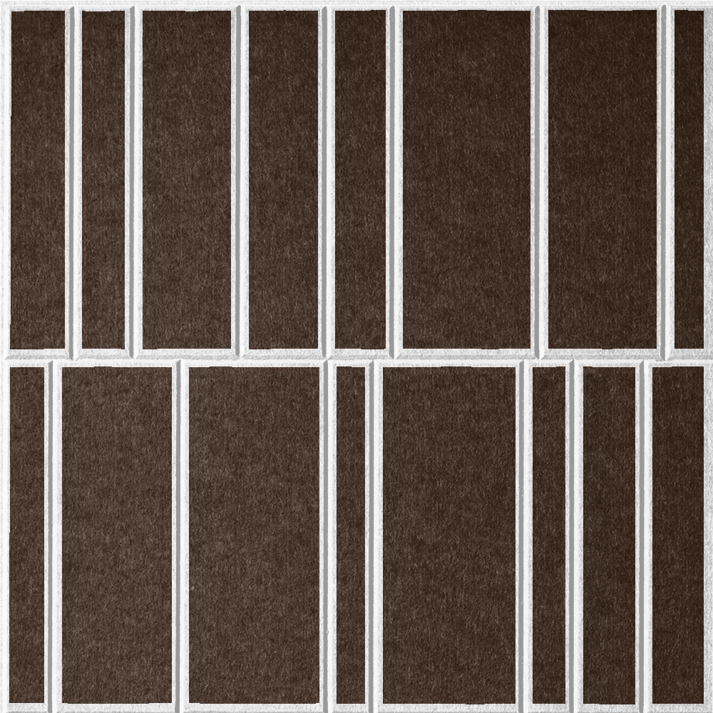 Cocoa 18mm Layered Engraved Offset felt sample with white staggered vertical grooves
