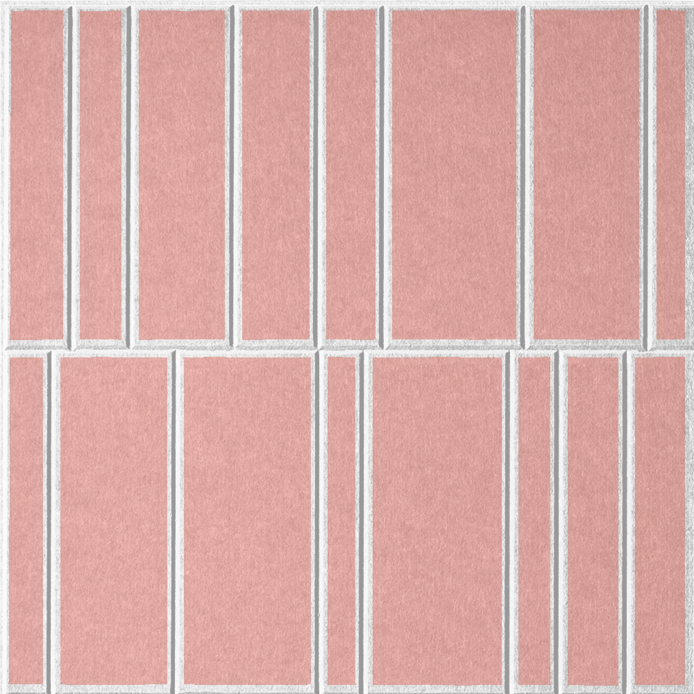 Coral 18mm Layered Engraved Offset felt sample with white staggered vertical grooves