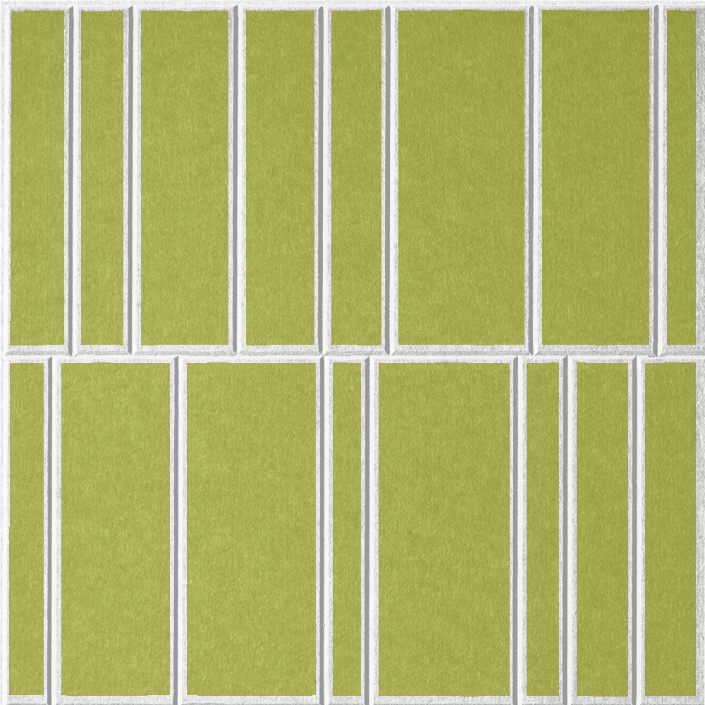Kiwi 18mm Layered Engraved Offset felt sample with white staggered vertical grooves