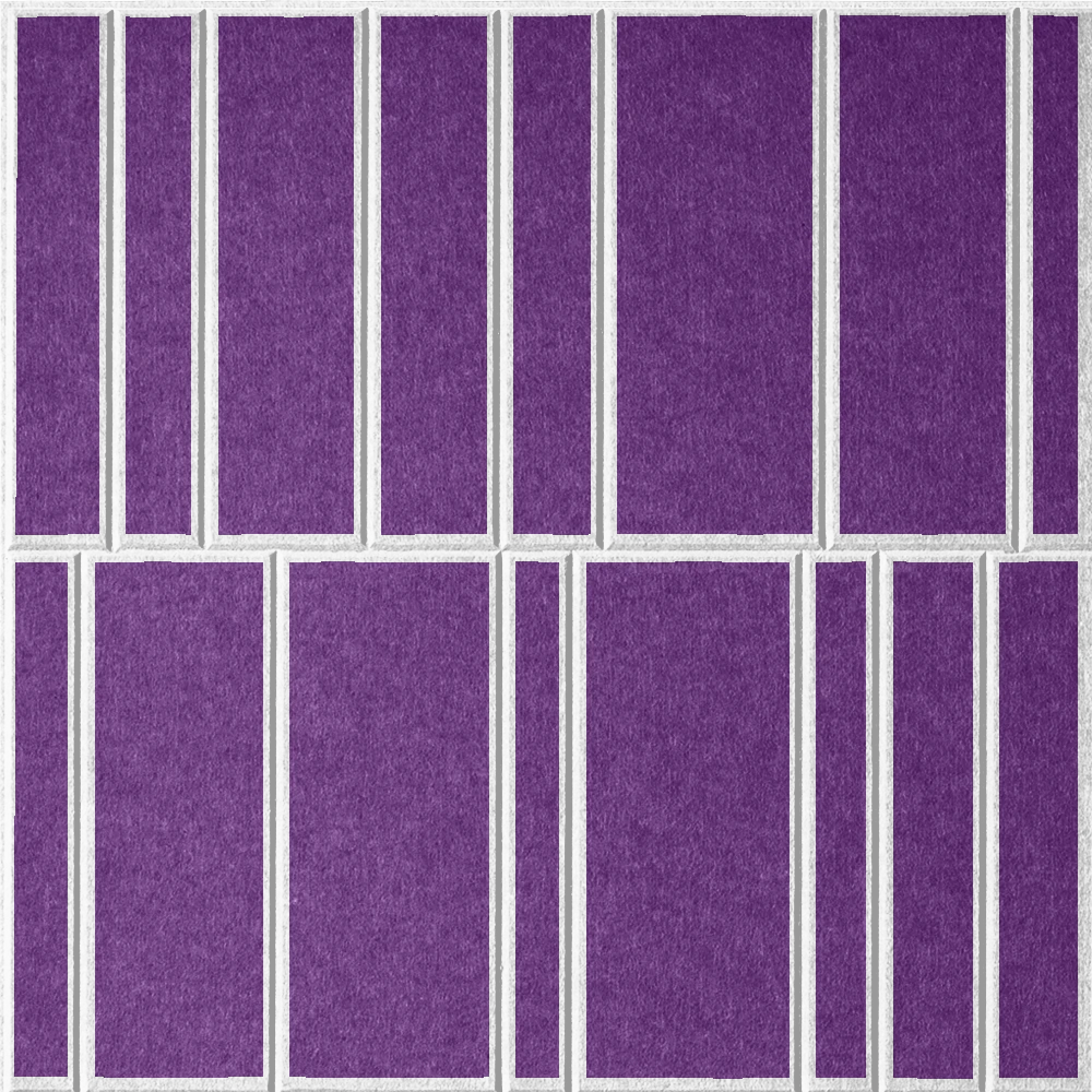 Lavender 18mm Layered Engraved Offset felt sample with white staggered vertical grooves