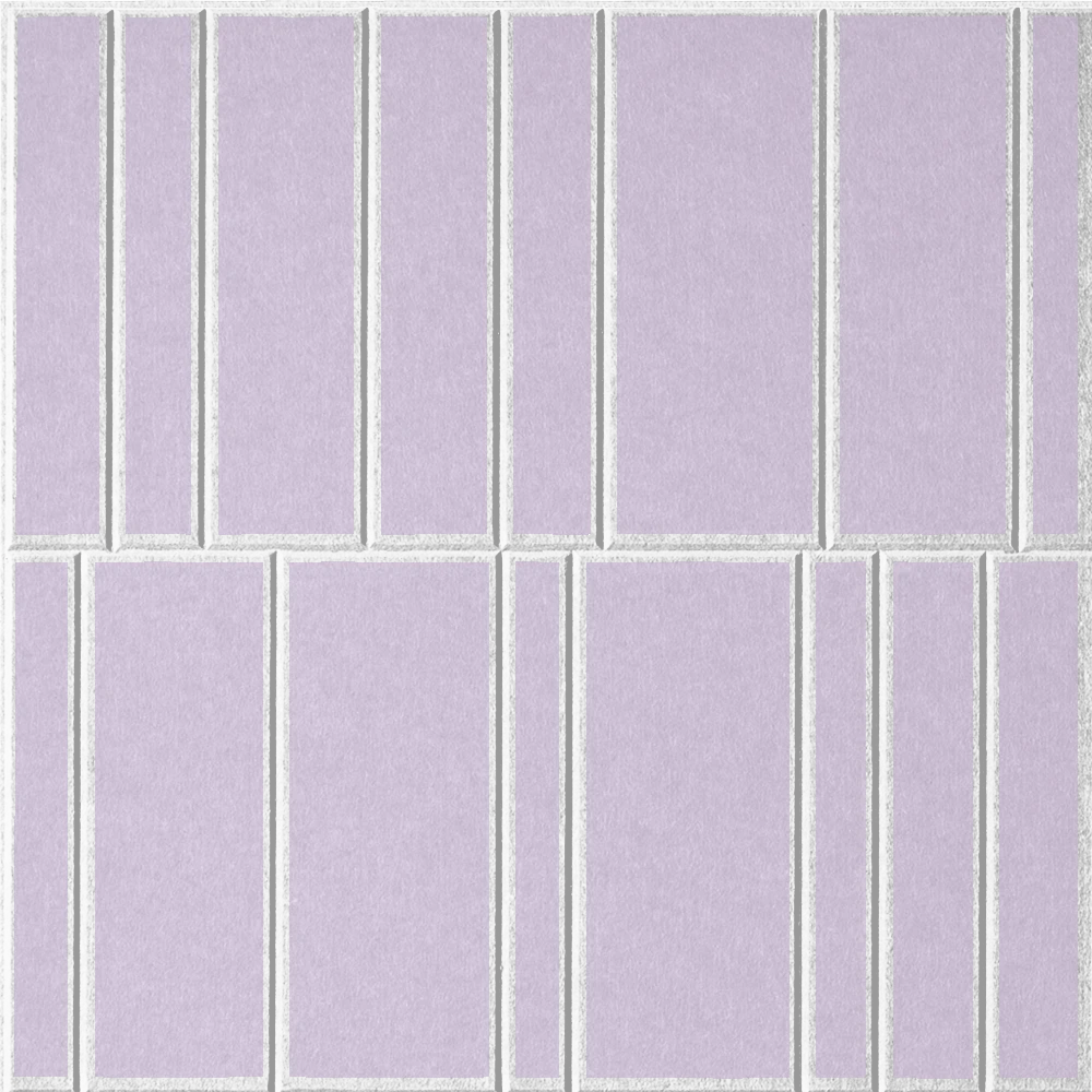 Lilac 18mm Layered Engraved Offset felt sample with white staggered vertical grooves