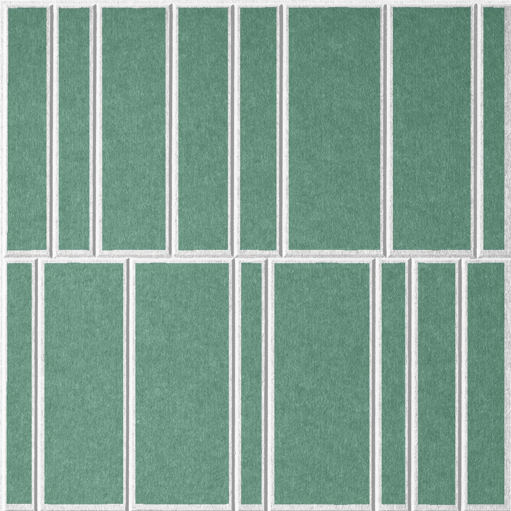 Mint 18mm Layered Engraved Offset felt sample with white staggered vertical grooves