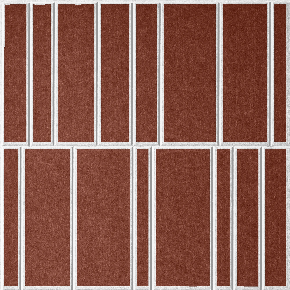 Moab 18mm Layered Engraved Offset felt sample with white staggered vertical grooves