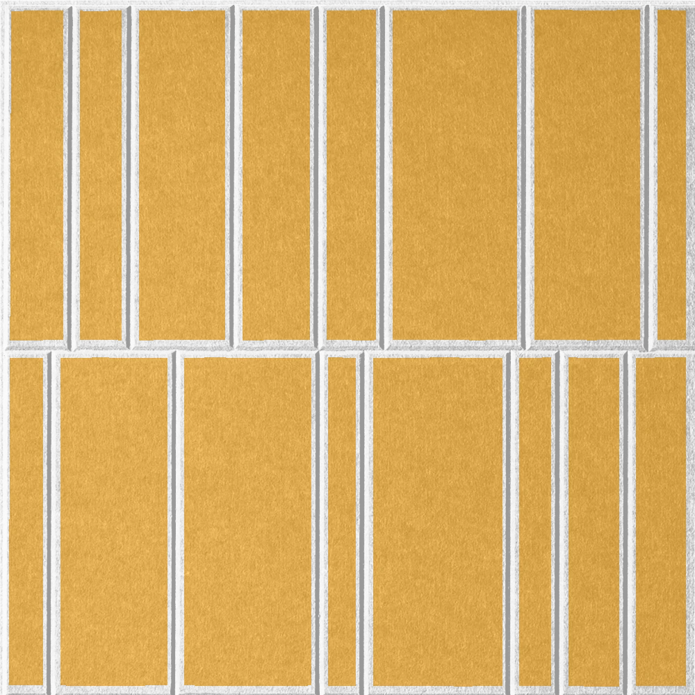 Mustard 18mm Layered Engraved Offset felt sample with white staggered vertical grooves