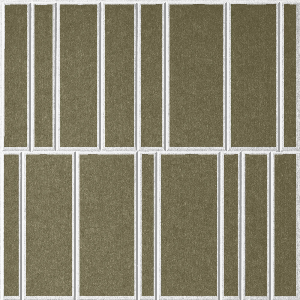 Olive 18mm Layered Engraved Offset felt sample with white staggered vertical grooves