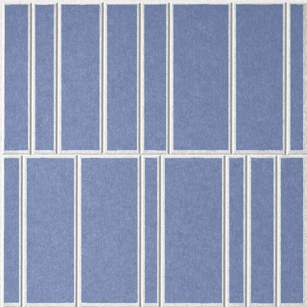 Periwinkle 18mm Layered Engraved Offset felt sample with white staggered vertical grooves