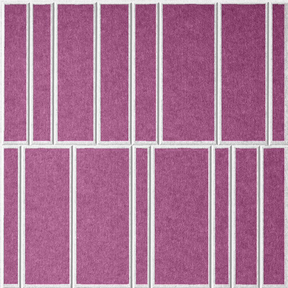 Plum 18mm Layered Engraved Offset felt sample with white staggered vertical grooves