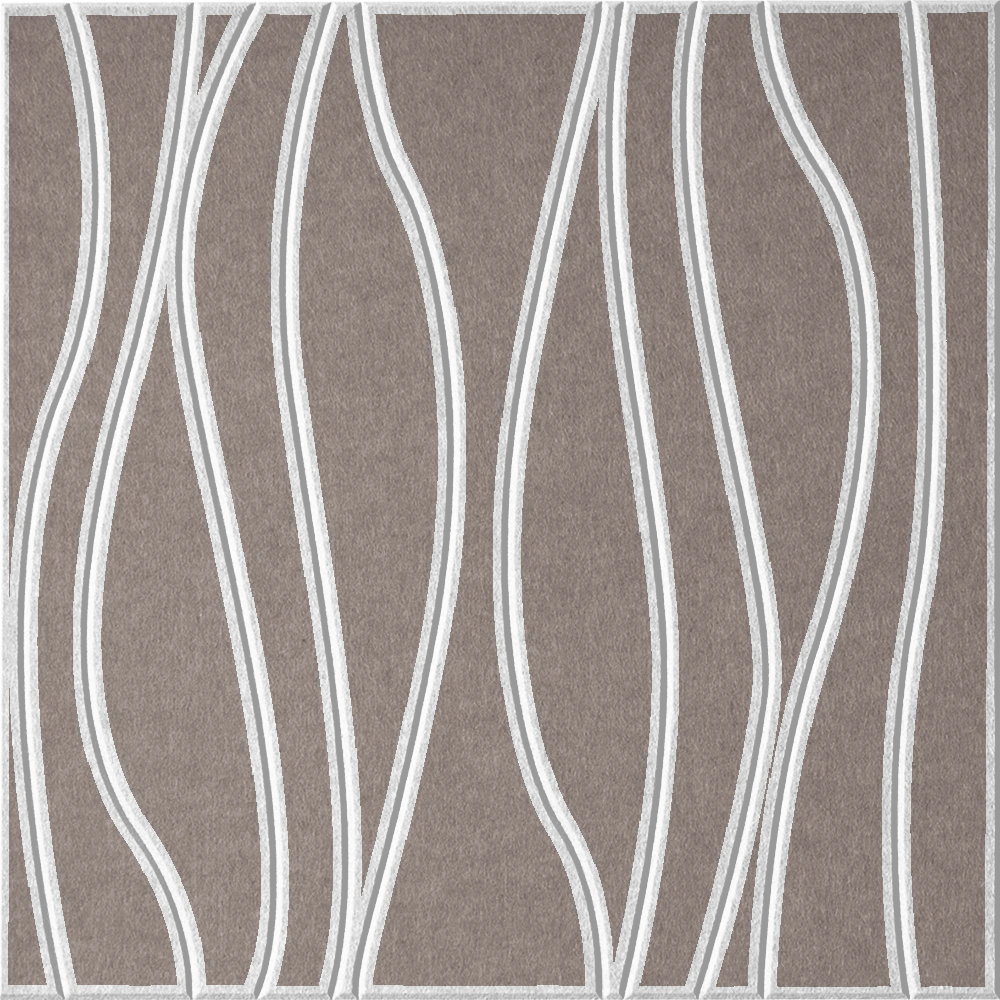 Ash 18mm Layered Engraved River felt sample with white wavy vertical grooves