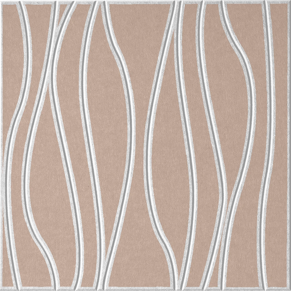 Cashmere 18mm Layered Engraved River felt sample with white wavy vertical grooves
