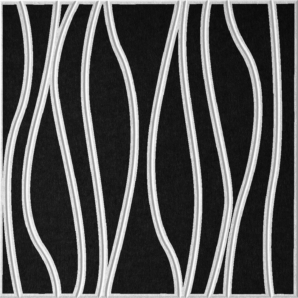 Ebony 18mm Layered Engraved River felt sample with white wavy vertical grooves
