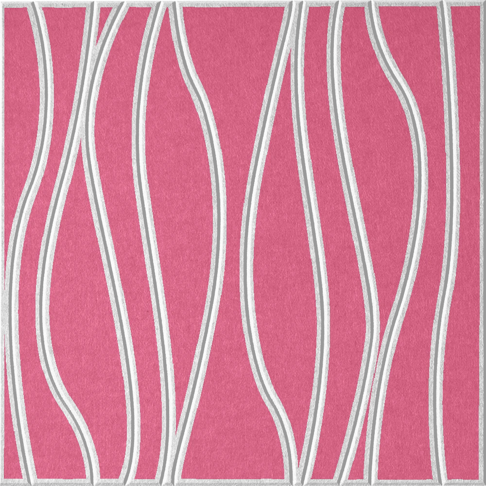 Hot Pink 18mm Layered Engraved River felt sample with white wavy vertical grooves
