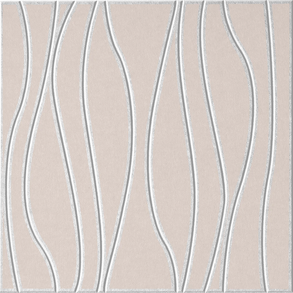 Ivory 18mm Layered Engraved River felt sample with white wavy vertical grooves