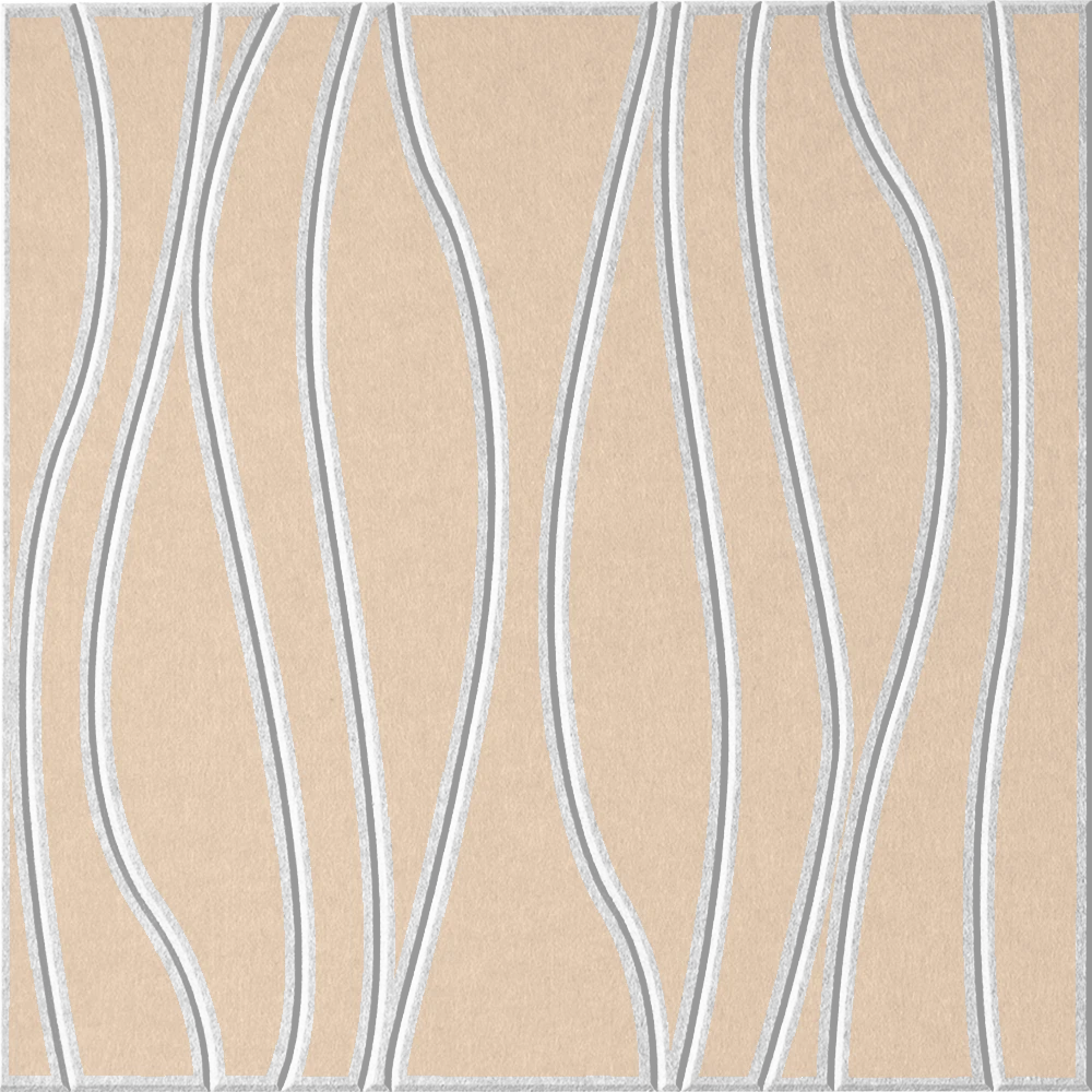 Porcelain 18mm Layered Engraved River felt sample with white wavy vertical grooves