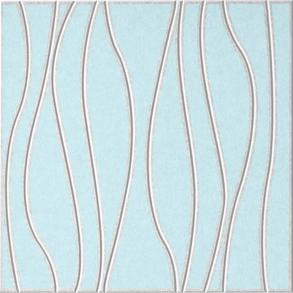 Powder Blue 18mm Layered Engraved River felt sample with white wavy vertical grooves