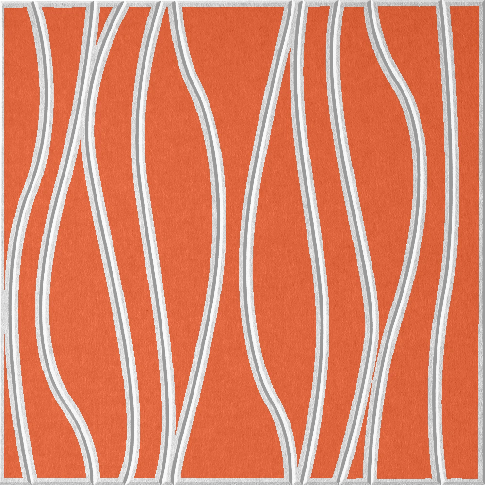 Aries 18mm Layered Engraved River felt sample with white wavy vertical grooves