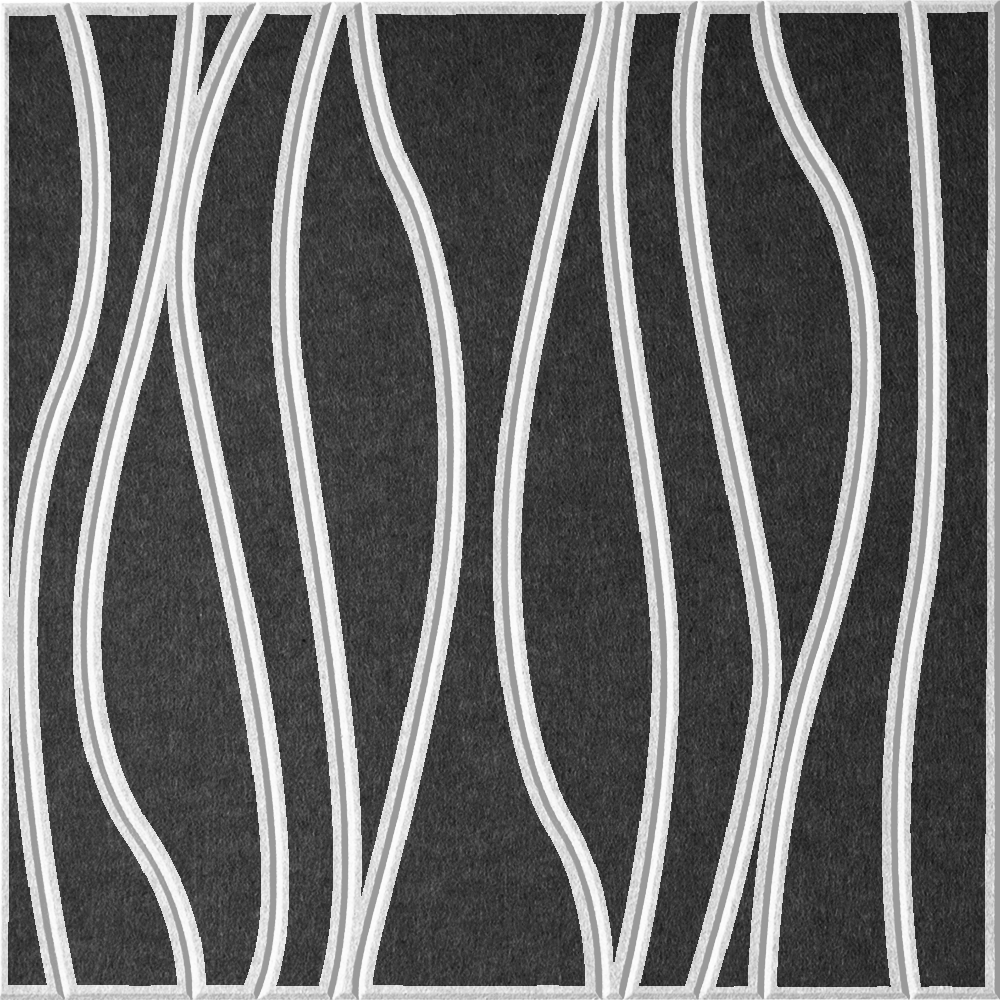 Cast 18mm Layered Engraved River felt sample with white wavy vertical grooves