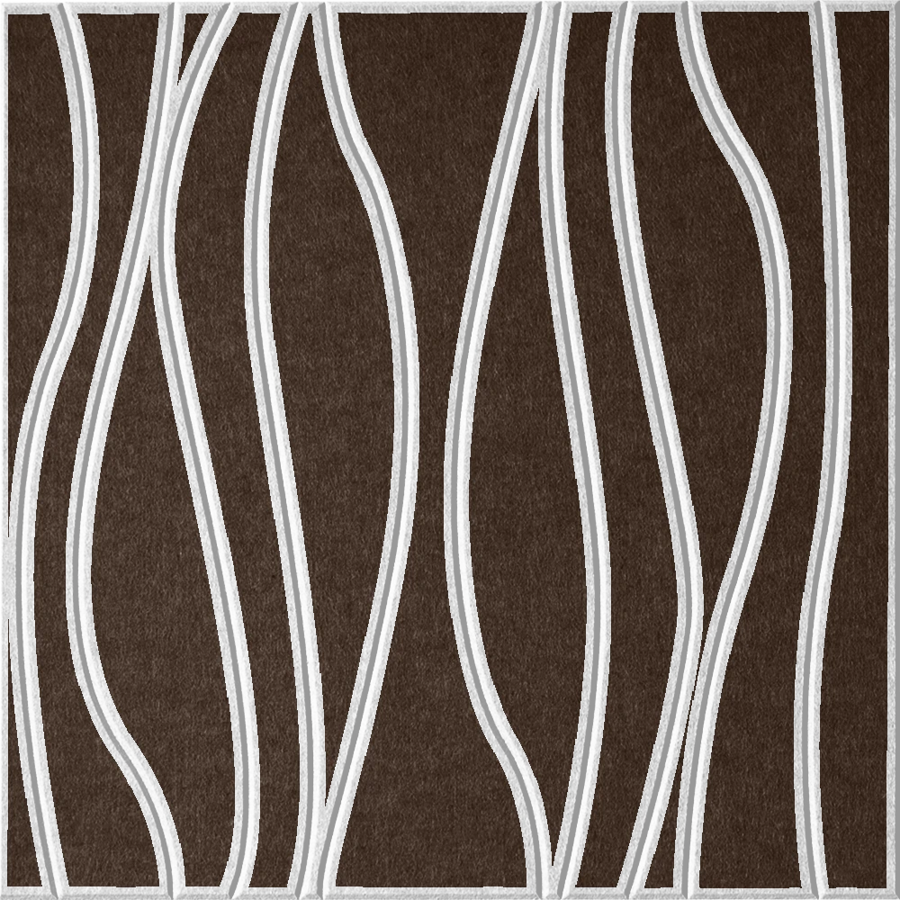 Cocoa 18mm Layered Engraved River felt sample with white wavy vertical grooves