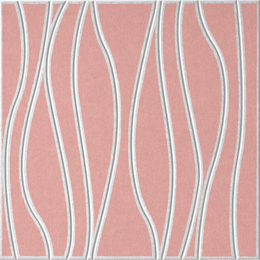 Coral 18mm Layered Engraved River felt sample with white wavy vertical grooves