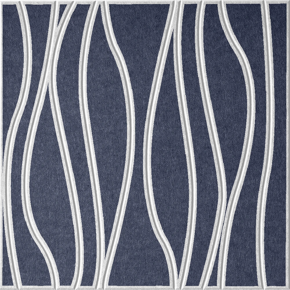 Indigo 18mm Layered Engraved River felt sample with white wavy vertical grooves