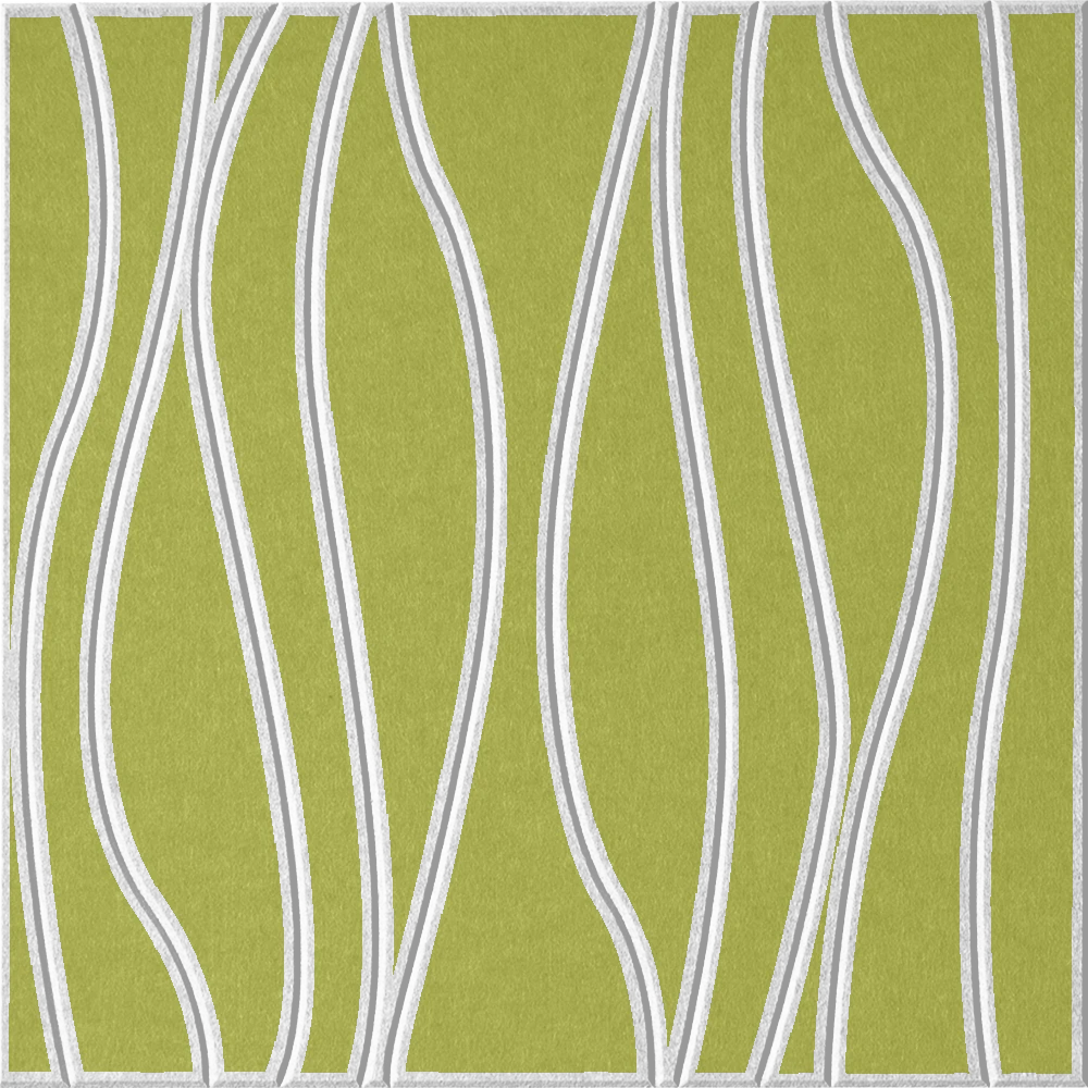 Kiwi 18mm Layered Engraved River felt sample with white wavy vertical grooves