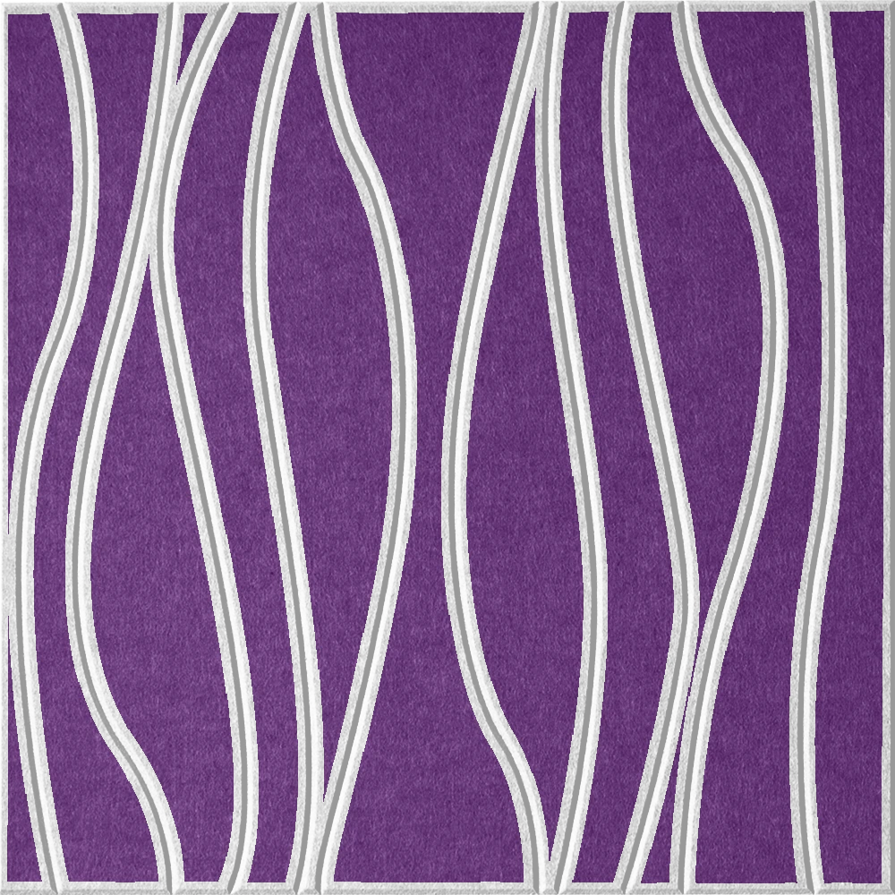 Lavender 18mm Layered Engraved River felt sample with white wavy vertical grooves