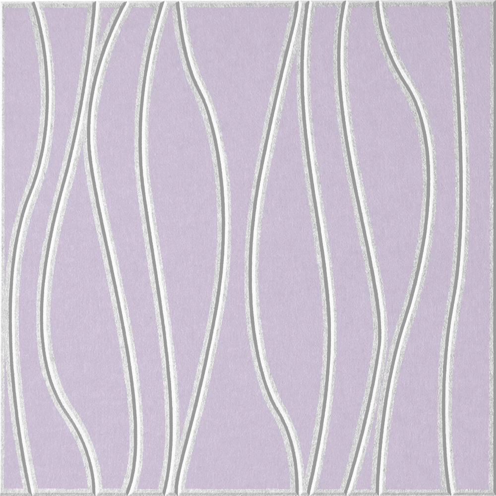 Lilac 18mm Layered Engraved River felt sample with white wavy vertical grooves
