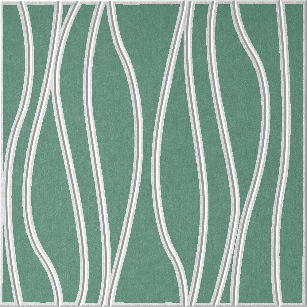 Mint 18mm Layered Engraved River felt sample with white wavy vertical grooves