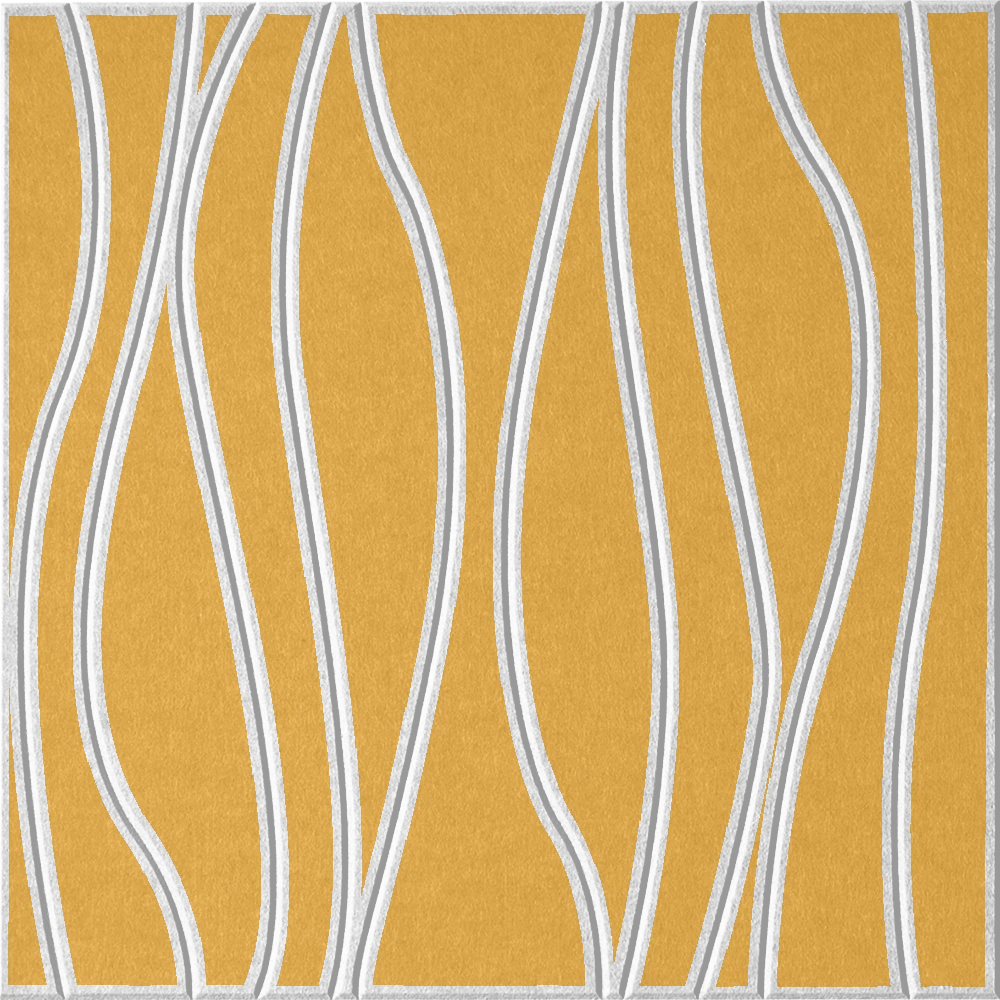 Mustard 18mm Layered Engraved River felt sample with white wavy vertical grooves