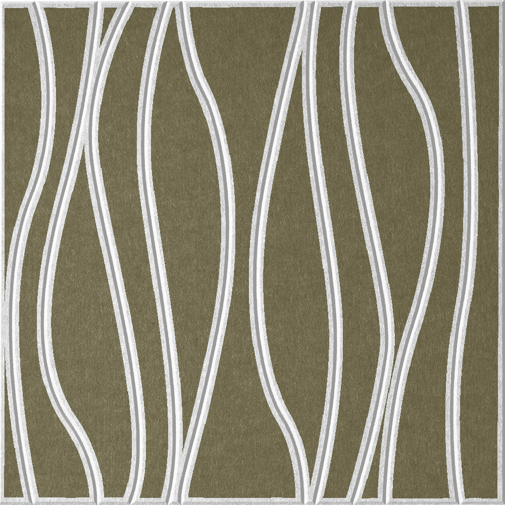 Olive 18mm Layered Engraved River felt sample with white wavy vertical grooves