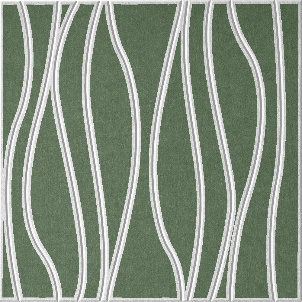 Palm 18mm Layered Engraved River felt sample with white wavy vertical grooves