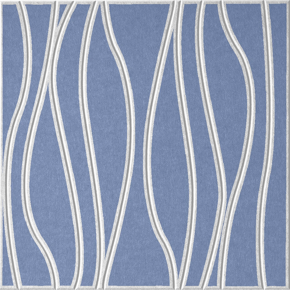Periwinkle 18mm Layered Engraved River felt sample with white wavy vertical grooves