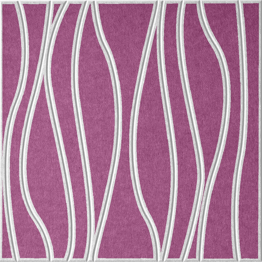Plum 18mm Layered Engraved River felt sample with white wavy vertical grooves