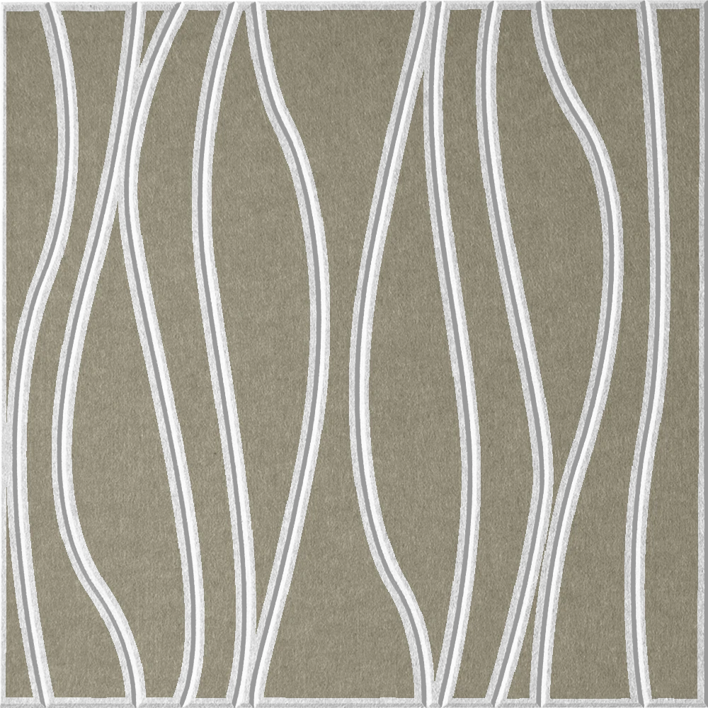 Sage 18mm Layered Engraved River felt sample with white wavy vertical grooves