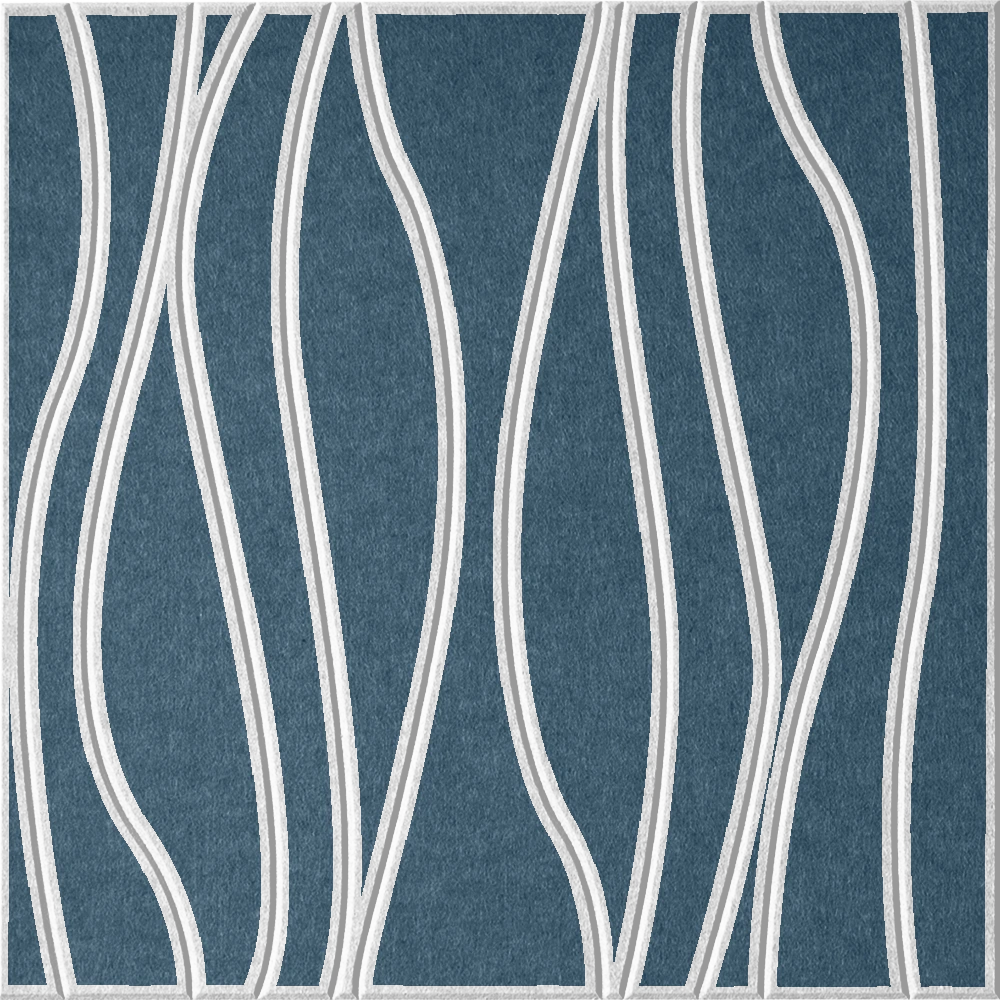 Slate Blue 18mm Layered Engraved River felt sample with white wavy vertical grooves