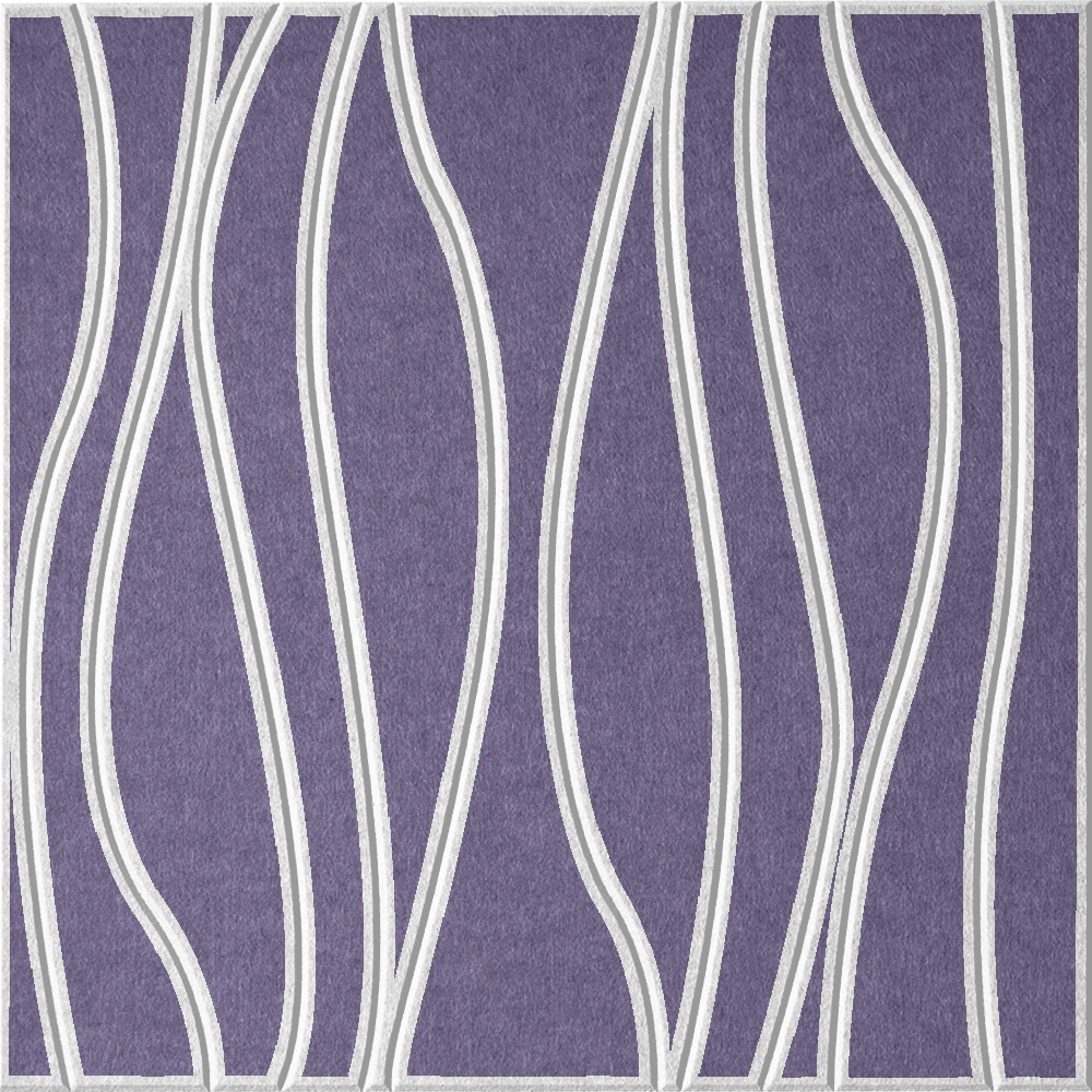 Wisteria 18mm Layered Engraved River felt sample with white wavy vertical grooves