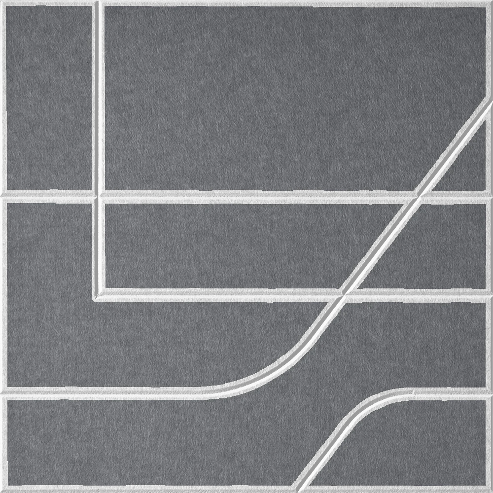 Armor 18mm Layered Engraved Subway felt sample with white offset stepped line grooves