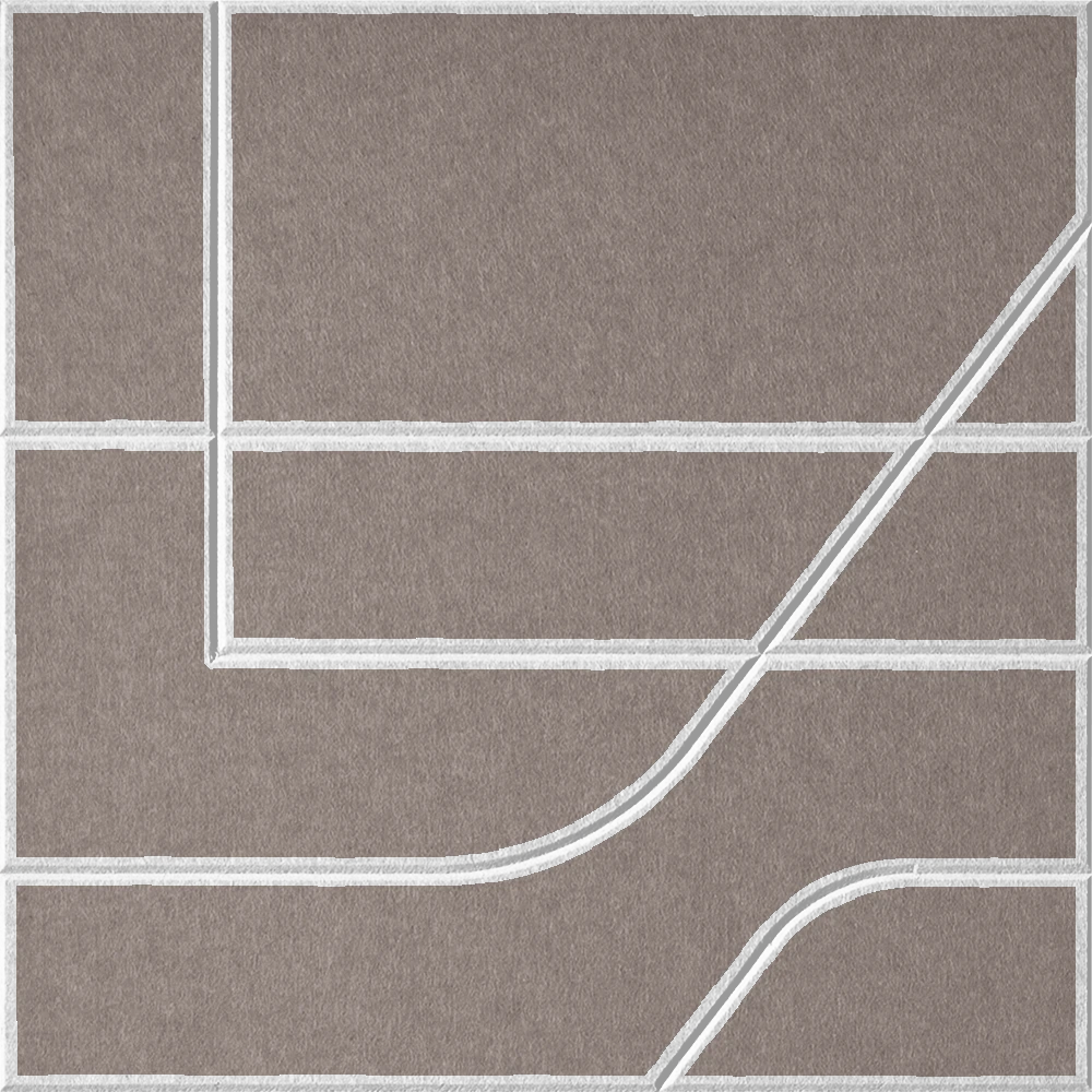 Ash 18mm Layered Engraved Subway felt sample with white offset stepped line grooves