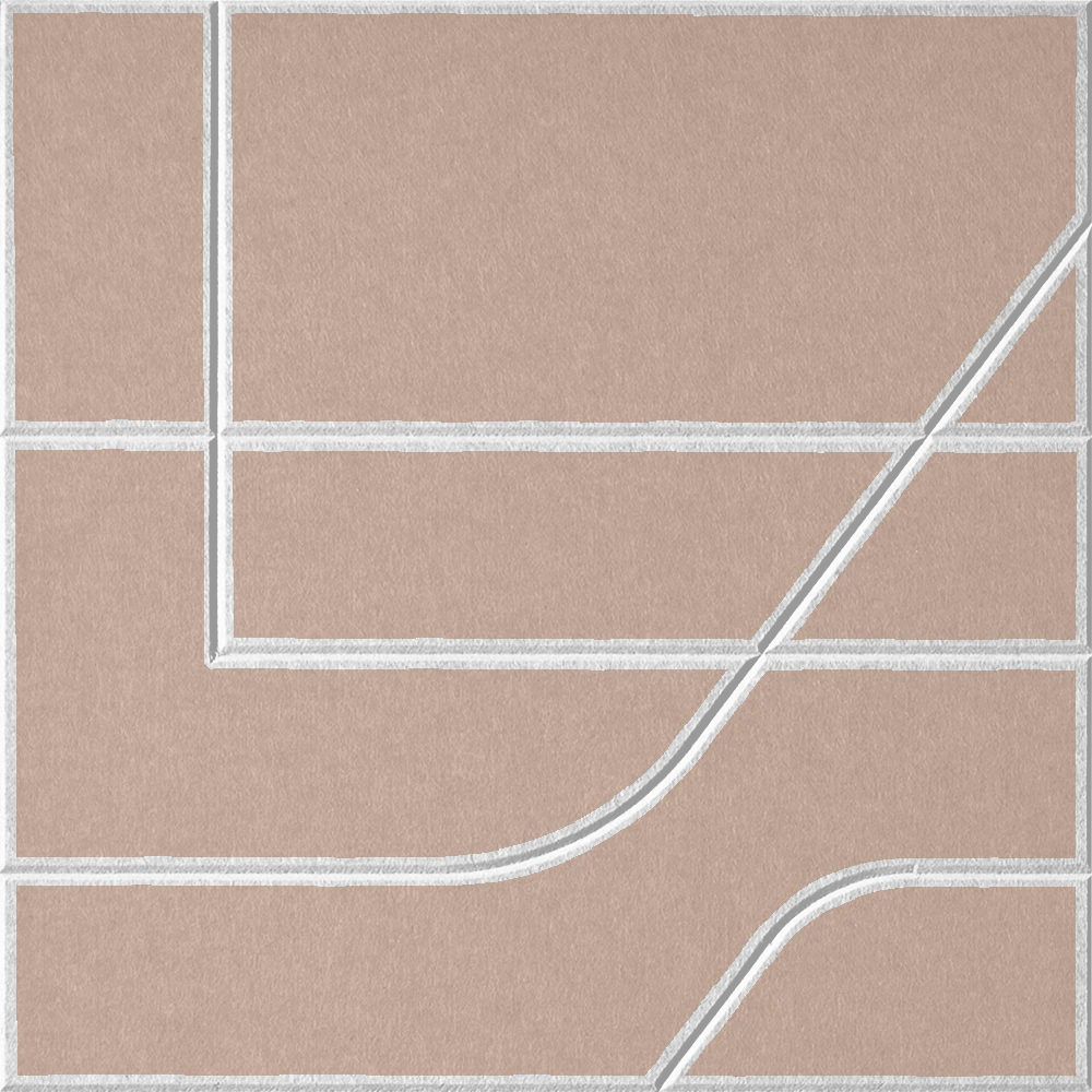 Cashmere 18mm Layered Engraved Subway felt sample with white offset stepped line grooves