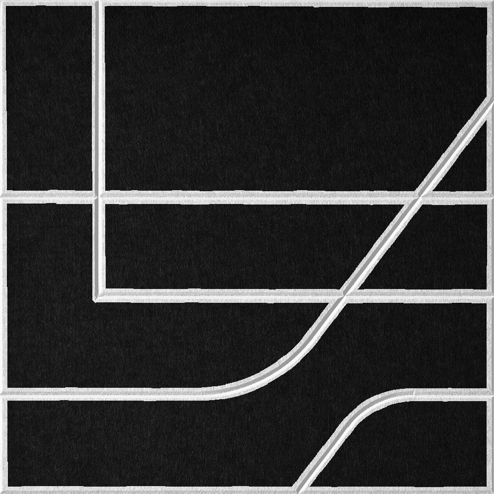Ebony 18mm Layered Engraved Subway felt sample with white offset stepped line grooves