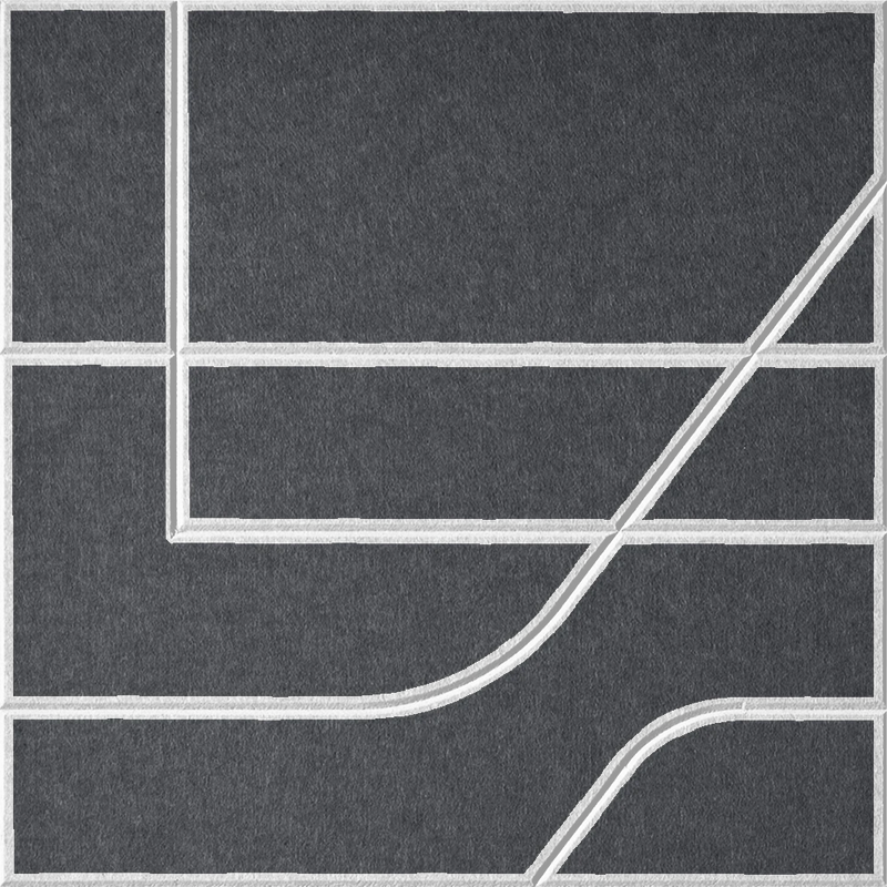 Mineral 18mm Layered Engraved Subway felt sample with white offset stepped line grooves
