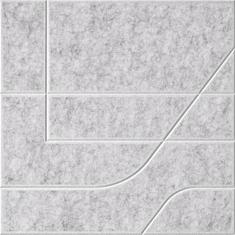 Nickel 18mm Layered Engraved Subway felt sample with white offset stepped line grooves