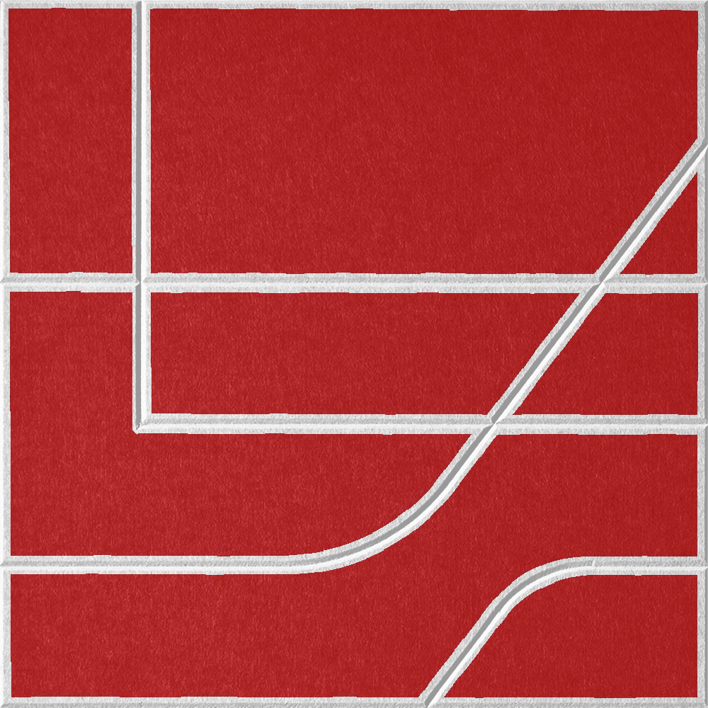 Scarlet 18mm Layered Engraved Subway felt sample with white offset stepped line grooves