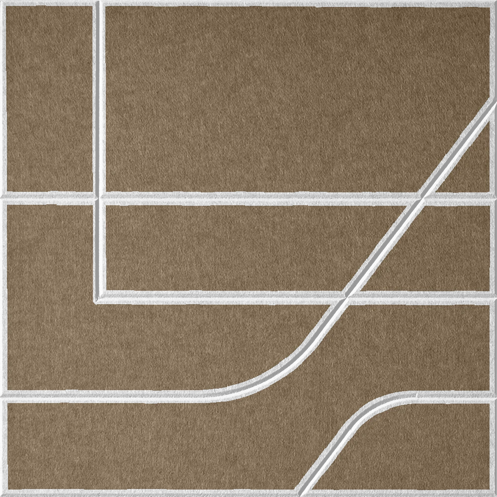 Timber 18mm Layered Engraved Subway felt sample with white offset stepped line grooves