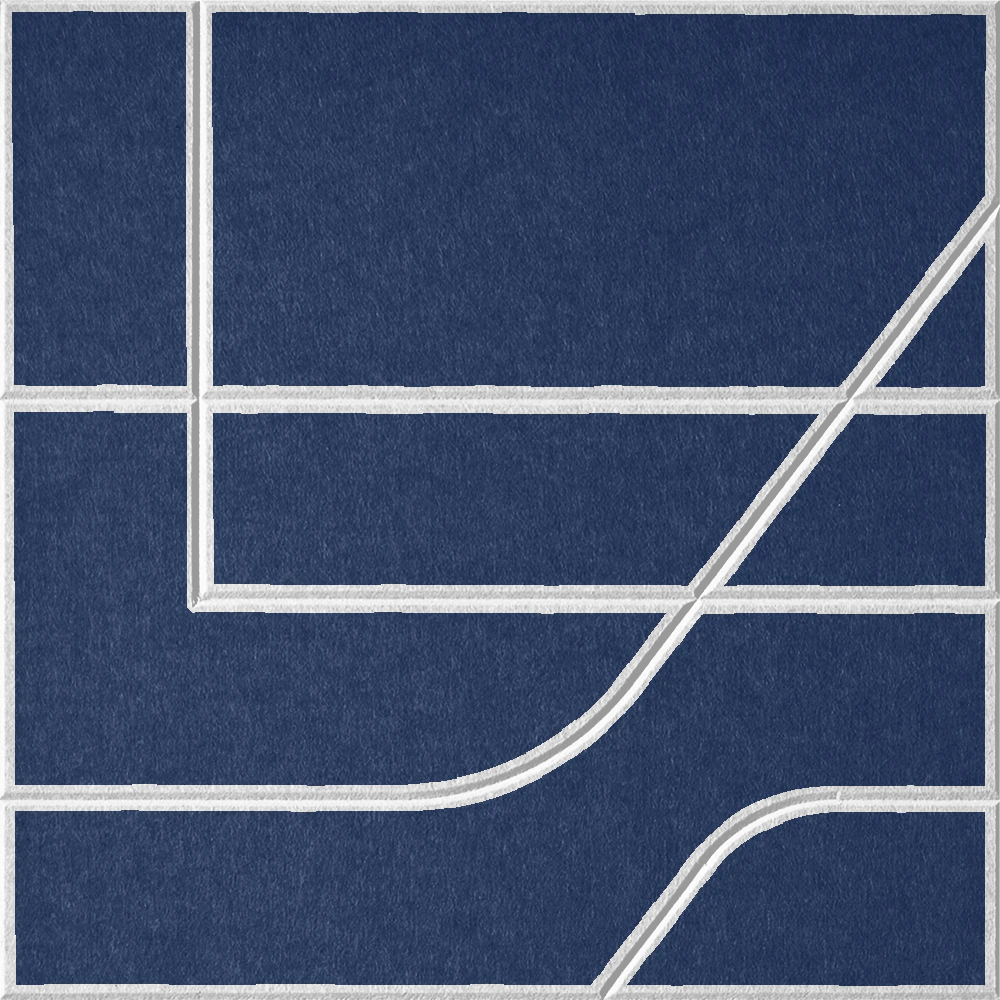 Admiral 18mm Layered Engraved Subway felt sample with white offset stepped line grooves