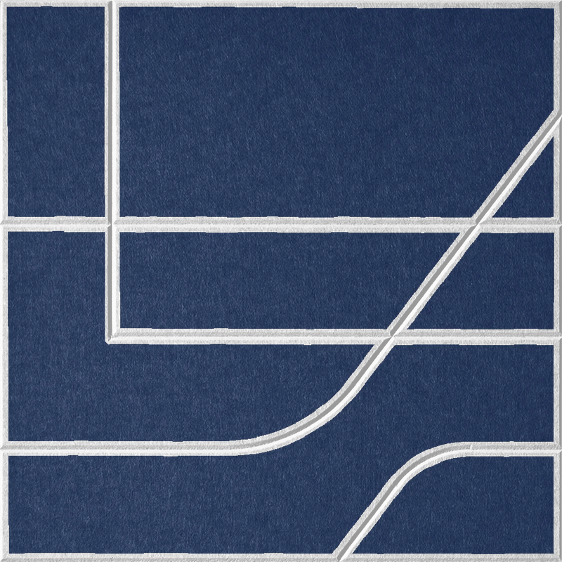 Admiral 18mm Layered Engraved Subway felt sample with white offset stepped line grooves