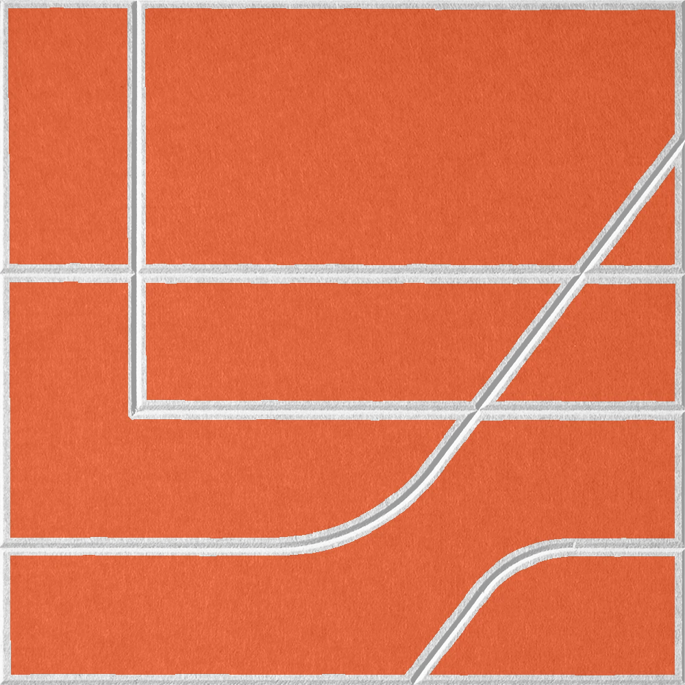 Aries 18mm Layered Engraved Subway felt sample with white offset stepped line grooves